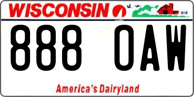 WI license plate 888OAW