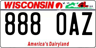 WI license plate 888OAZ