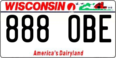 WI license plate 888OBE