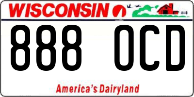 WI license plate 888OCD