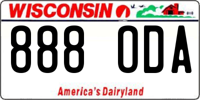 WI license plate 888ODA