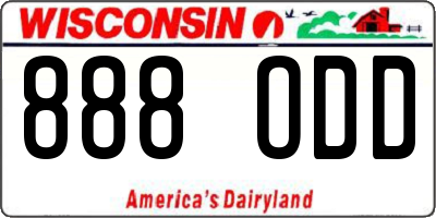 WI license plate 888ODD