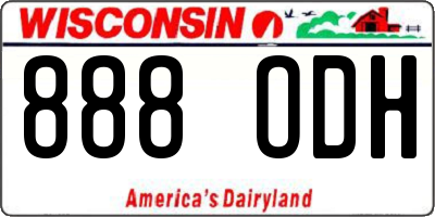 WI license plate 888ODH
