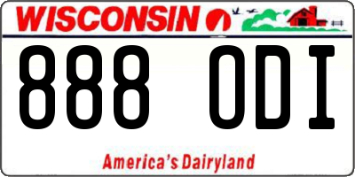 WI license plate 888ODI