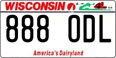 WI license plate 888ODL