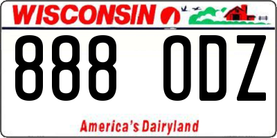 WI license plate 888ODZ