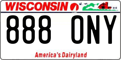 WI license plate 888ONY