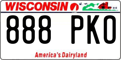 WI license plate 888PKO