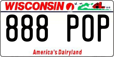 WI license plate 888POP