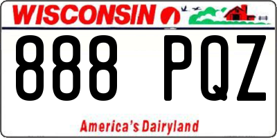 WI license plate 888PQZ