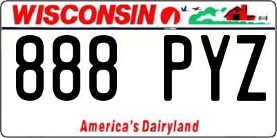 WI license plate 888PYZ