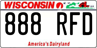WI license plate 888RFD