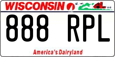 WI license plate 888RPL