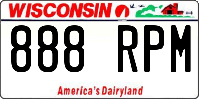 WI license plate 888RPM