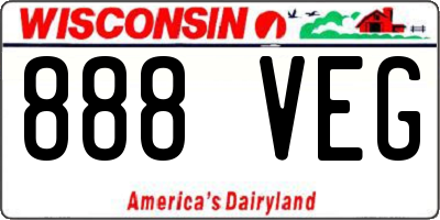 WI license plate 888VEG