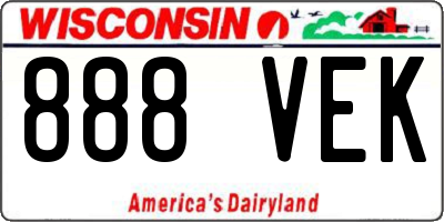 WI license plate 888VEK