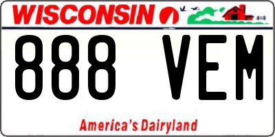 WI license plate 888VEM