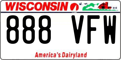 WI license plate 888VFW