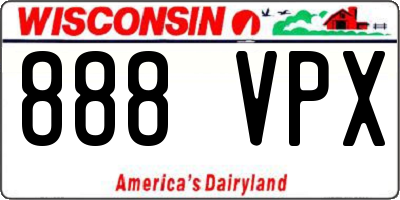 WI license plate 888VPX