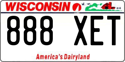 WI license plate 888XET