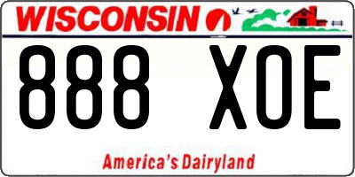 WI license plate 888XOE