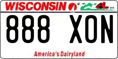 WI license plate 888XON