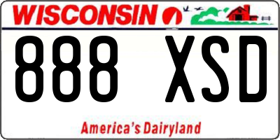 WI license plate 888XSD