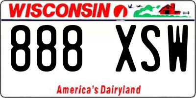 WI license plate 888XSW