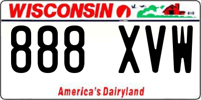 WI license plate 888XVW