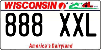 WI license plate 888XXL