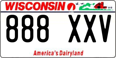 WI license plate 888XXV