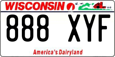 WI license plate 888XYF
