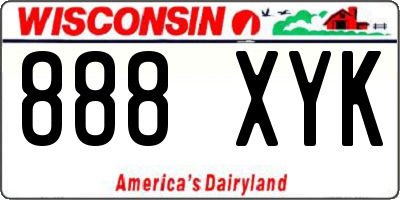 WI license plate 888XYK