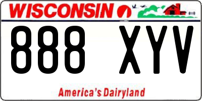 WI license plate 888XYV