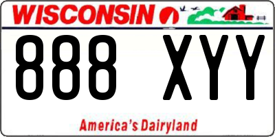 WI license plate 888XYY