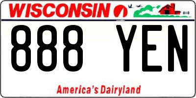 WI license plate 888YEN