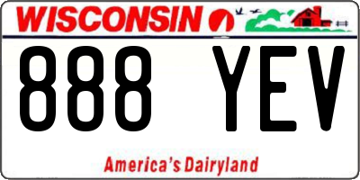 WI license plate 888YEV
