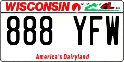 WI license plate 888YFW