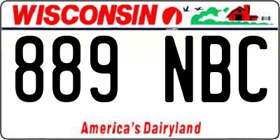 WI license plate 889NBC