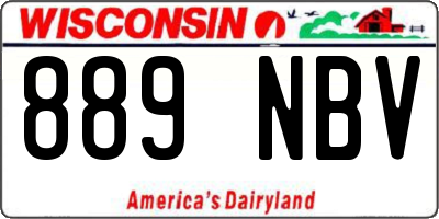 WI license plate 889NBV