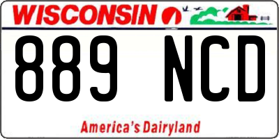WI license plate 889NCD