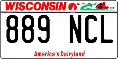 WI license plate 889NCL