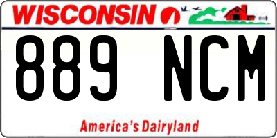 WI license plate 889NCM