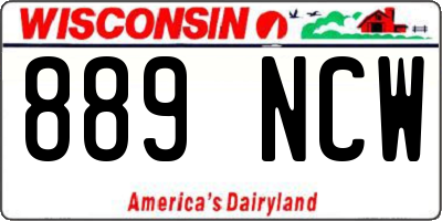 WI license plate 889NCW