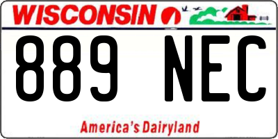 WI license plate 889NEC