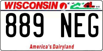 WI license plate 889NEG