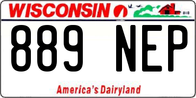 WI license plate 889NEP
