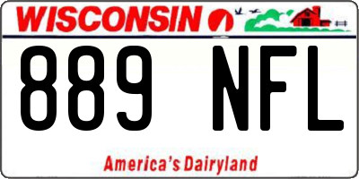 WI license plate 889NFL