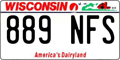 WI license plate 889NFS