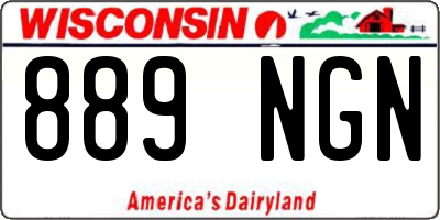 WI license plate 889NGN